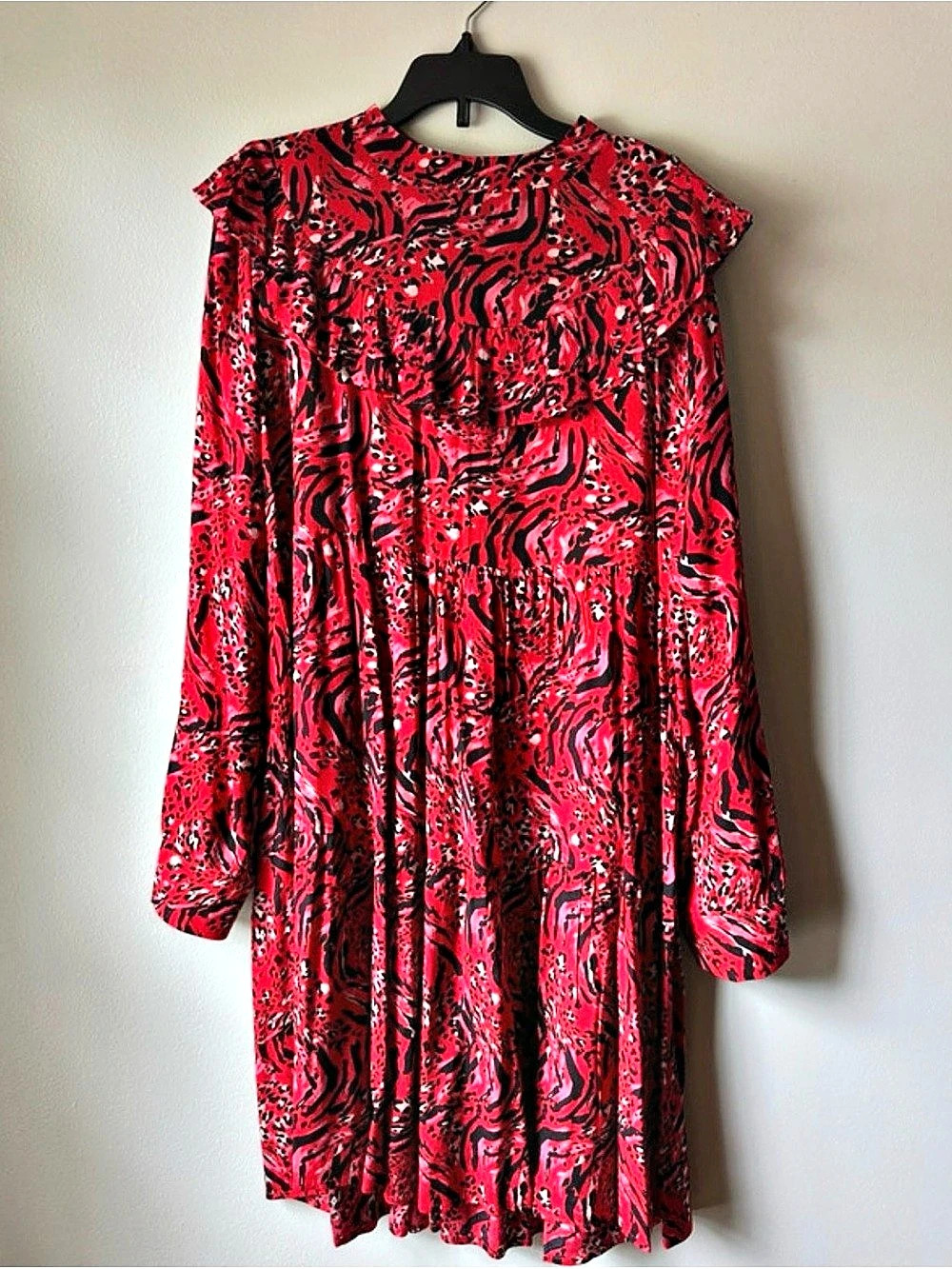 Time and Tru Animal Print Midi Dress in Red & Black Size Medium